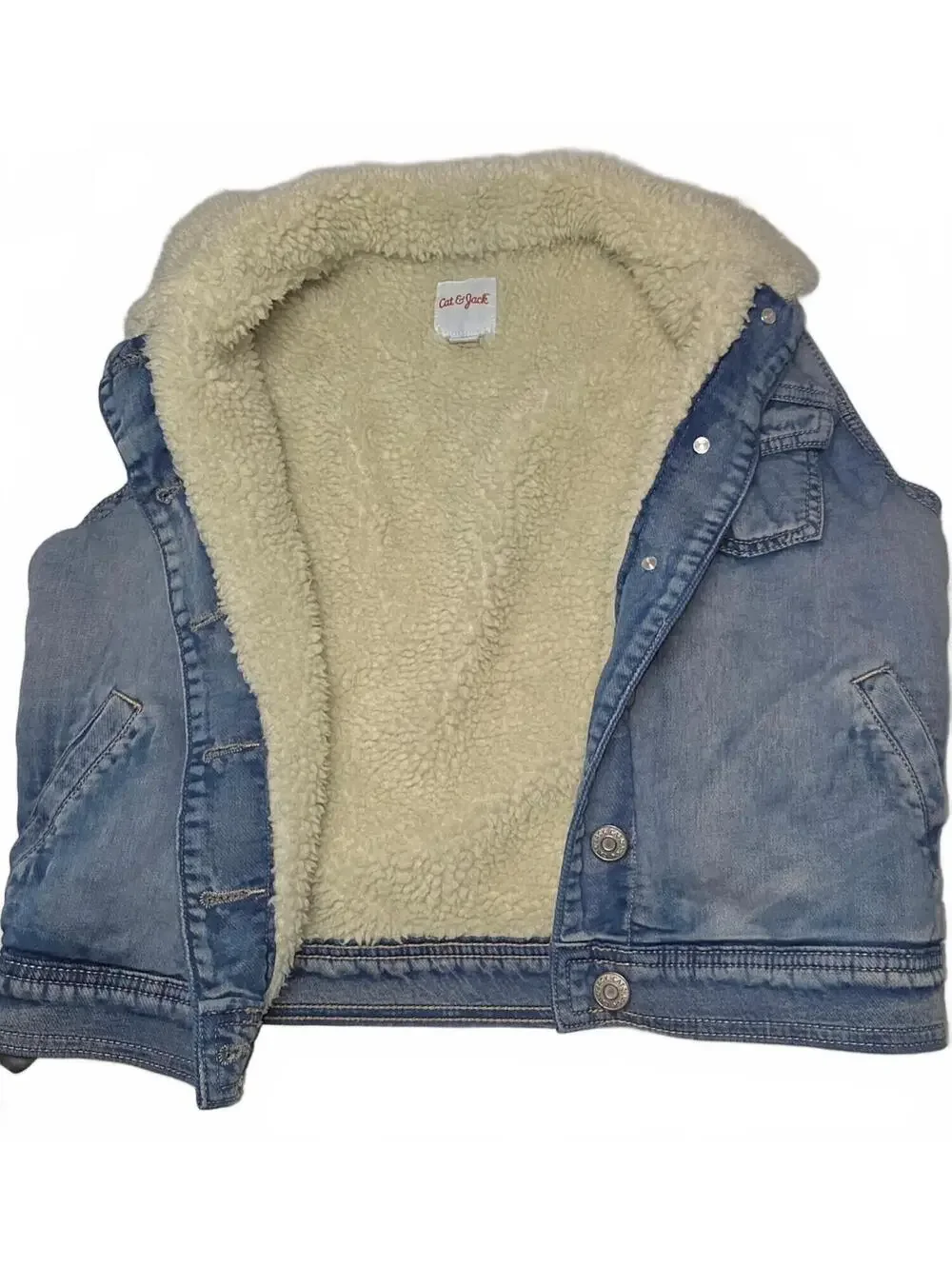 Cat & Jack XL Kids' Sherpa-Lined Denim Vest Button-Up